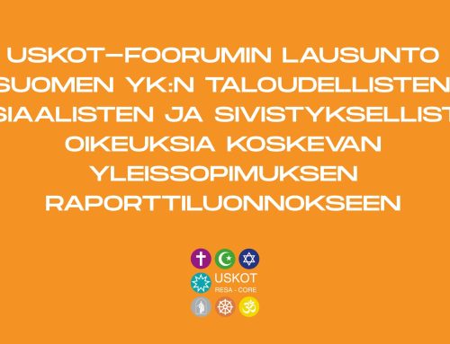USKOT-foorumin lausunto Suomen YK:n taloudellisten, sosiaalisten ja sivistyksellisten oikeuksia koskevan yleissopimuksen raporttiluonnokseen